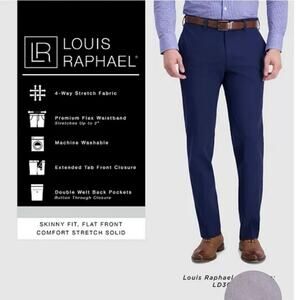 Louis Raphael Comfort Stretch Solid Skinny Fit Flat Front Dress Pant